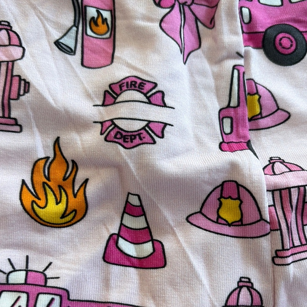 Pink Fire Truck Bamboo PJ Set - Picture 6 of 7